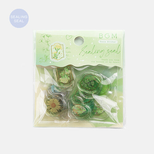 Flower Jewel Box Green Wax Seal Sticker